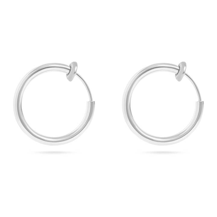 WJW - Wholesale Huggie Earrings - 18K Gold PVD Stainless Steel Sliding Spring Huggie Hoop Earrings / ERJ0004
