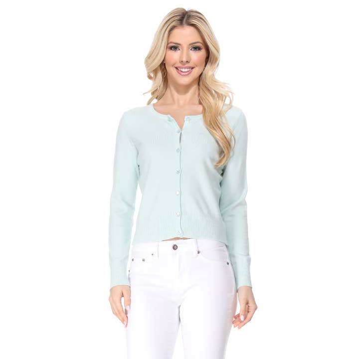 Mak – Großhandel Strickjacke – Damen – Mak Kurz geschnittener Langarm-Pullover mit Rundhalsausschnitt MK550212