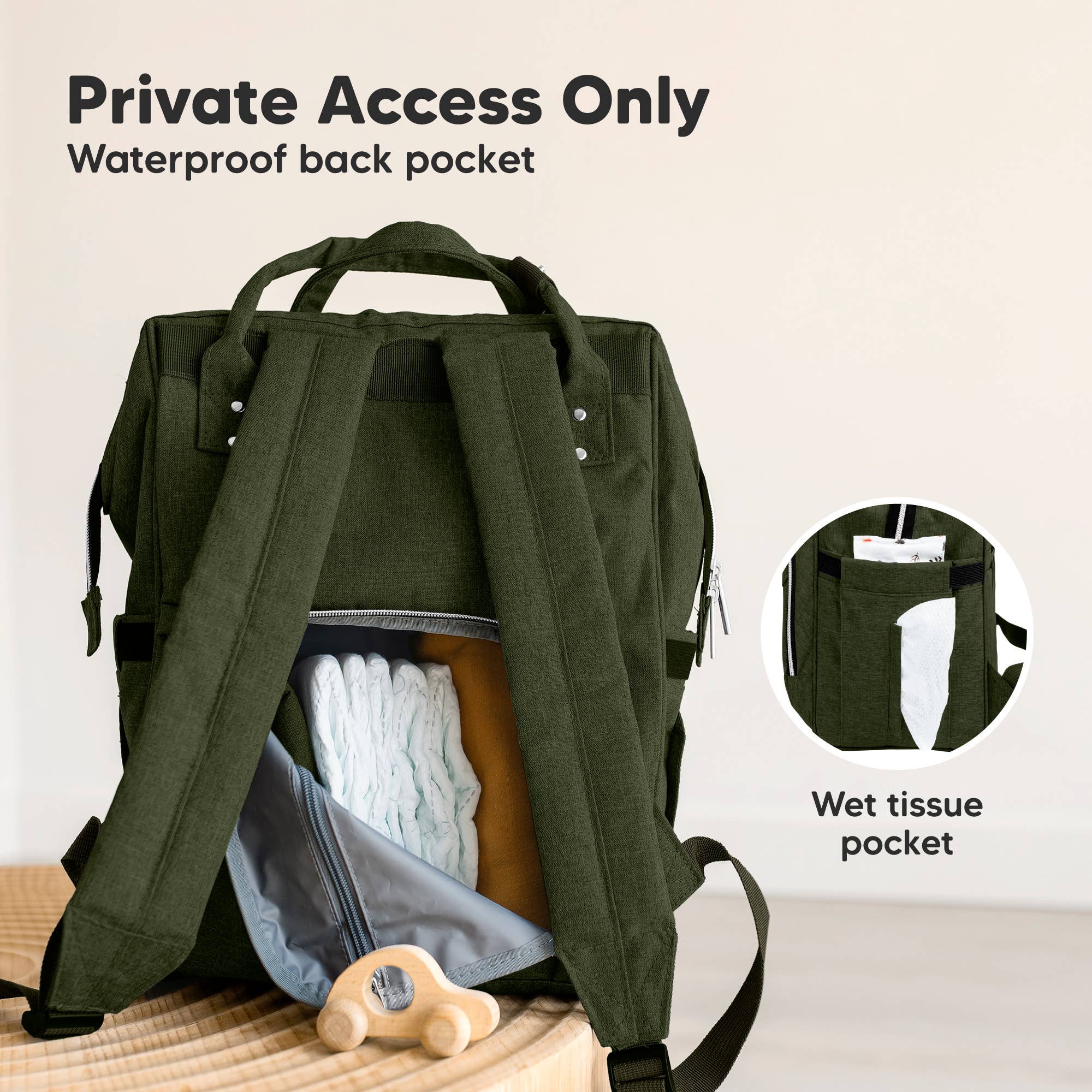 Dark Olive Original Diaper Bag Backpack, Baby Bags with Changing Pad for wholesale on Faire4
