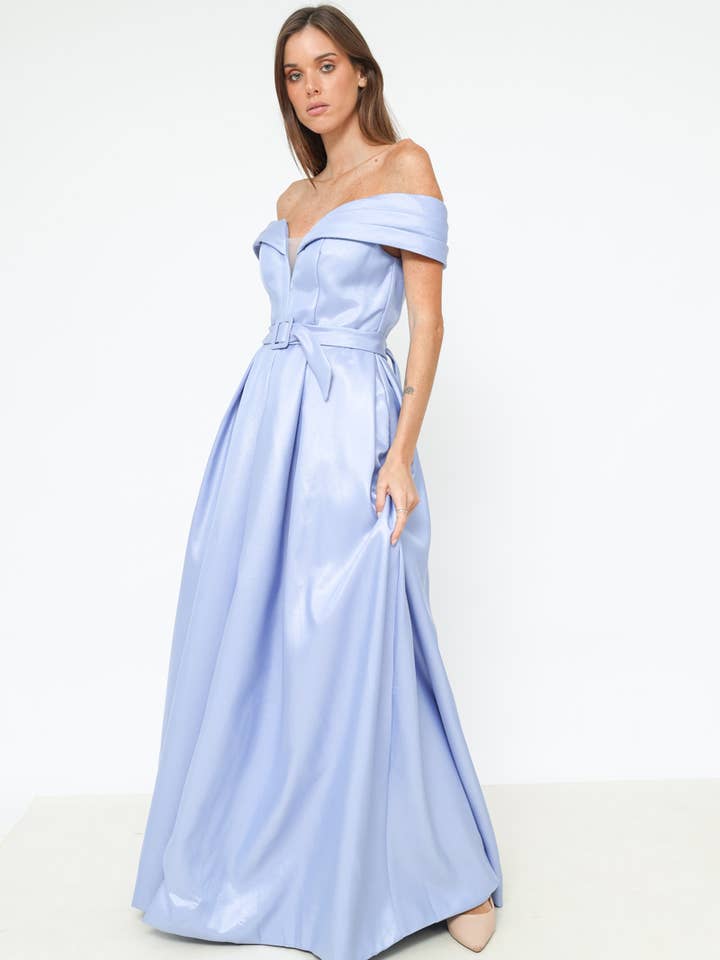Sky Blue long evening dress for wholesale by Les Voiliers