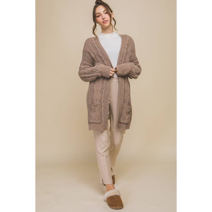 Apolline – wholesale Cardigan – Women’s – Chenille Cable Knit Oversized Open Front Cardigan