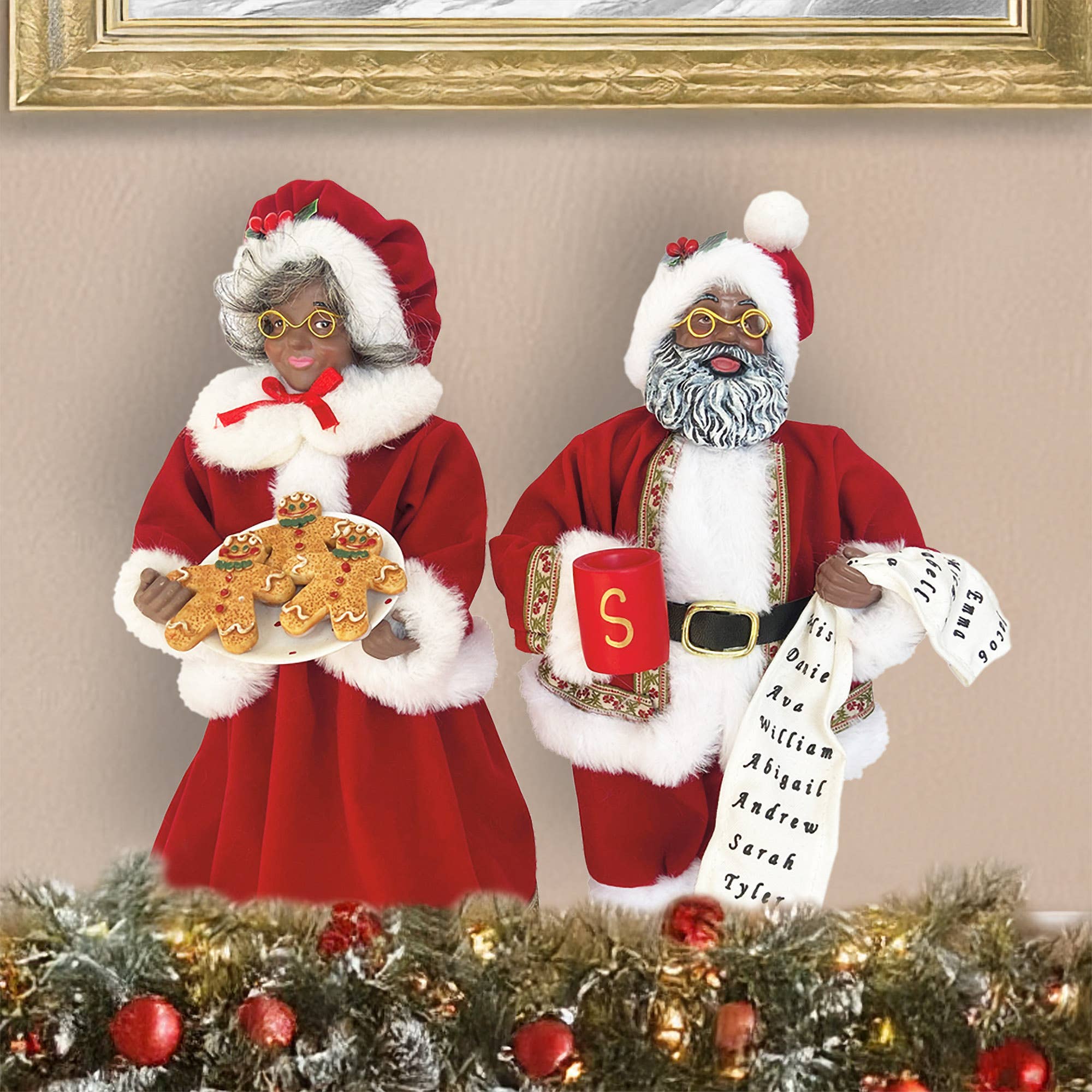 Santa’s Workshop Inc. - Wholesale Christmas Decoration - 12" Black Mr. and Mrs. Claus, Set of 26