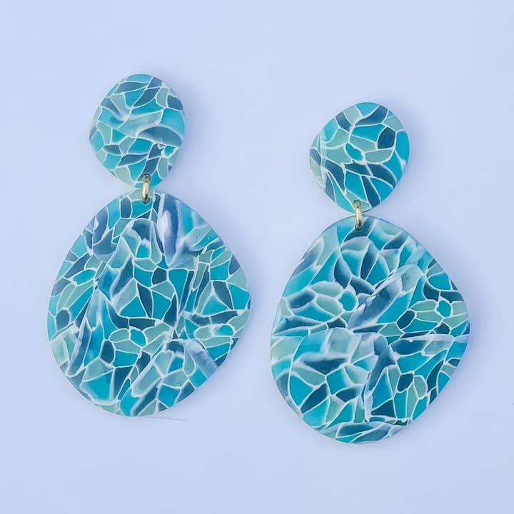 blue stained glass dangles for wholesale by The Color Theory