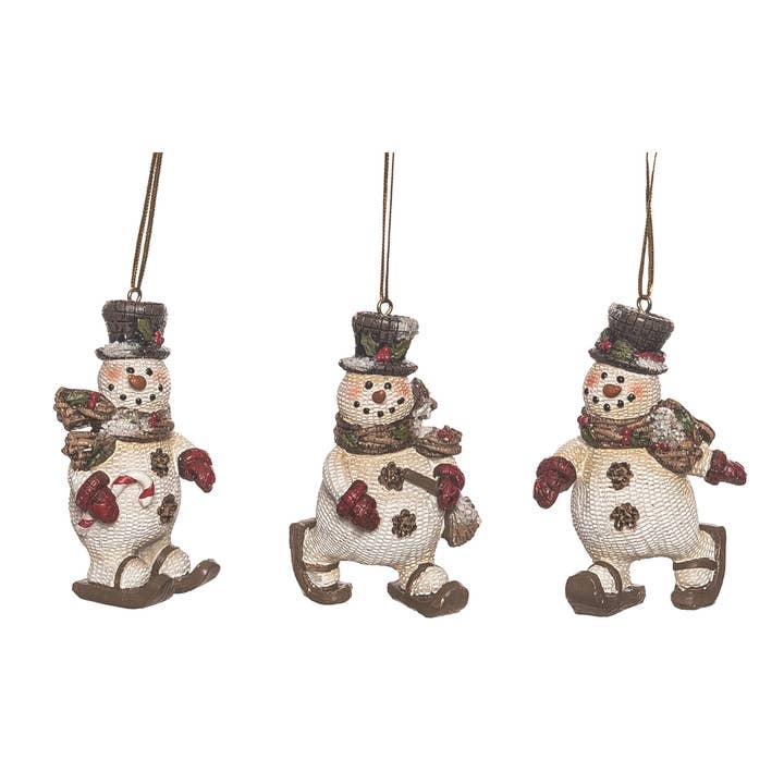 CLOSEOUT Res Skiing Snowman Orn Set 3 Christmas Home Décor for wholesale by Transpac