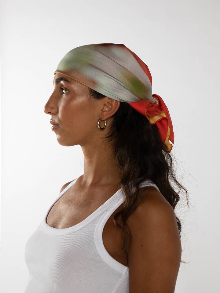 Double-sided silk scarf with abstract floral print for wholesale by Abstract