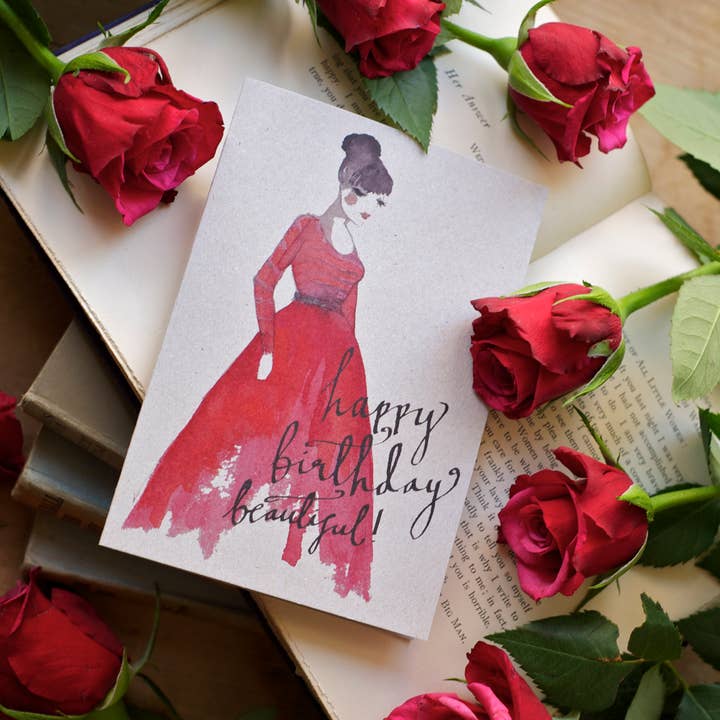 Girls, Girls, Girls - Crimson greetings card for wholesale by Dippy egg