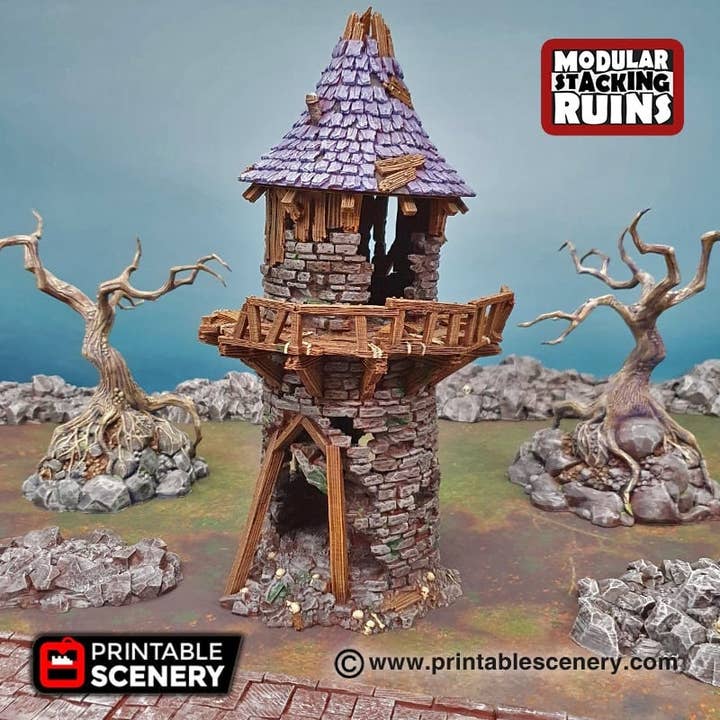 Torre del Ermitaño - Ruinas de Shadowfey, DnD, Pathfinder 15mm, 28mm, 32mm, terreno de wargaming, edificio modular, D&D acción a tornillo, mago para venta al por mayor de The Beaver and Broadsword