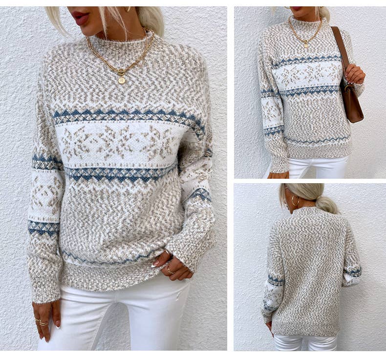 Mapcie - Wholesale Sweatshirt - Women's - Snowflake Pattern Sweater Top1
