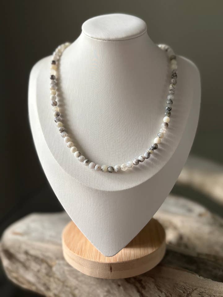 Round Dendritic Opal Necklace for wholesale by Jewelry By Jacqueline Rene