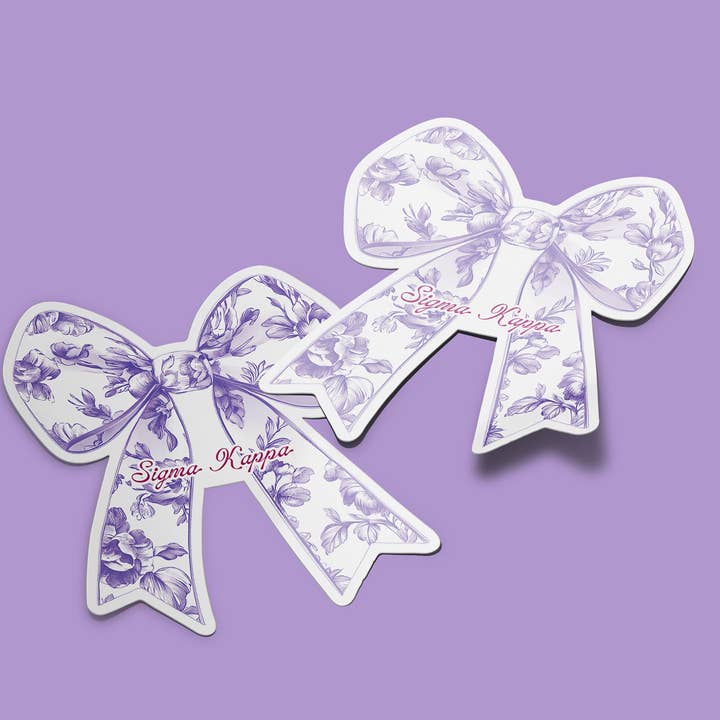 Sigma Kappa Sticker - Toile Bow for wholesale by Aspen and Lark