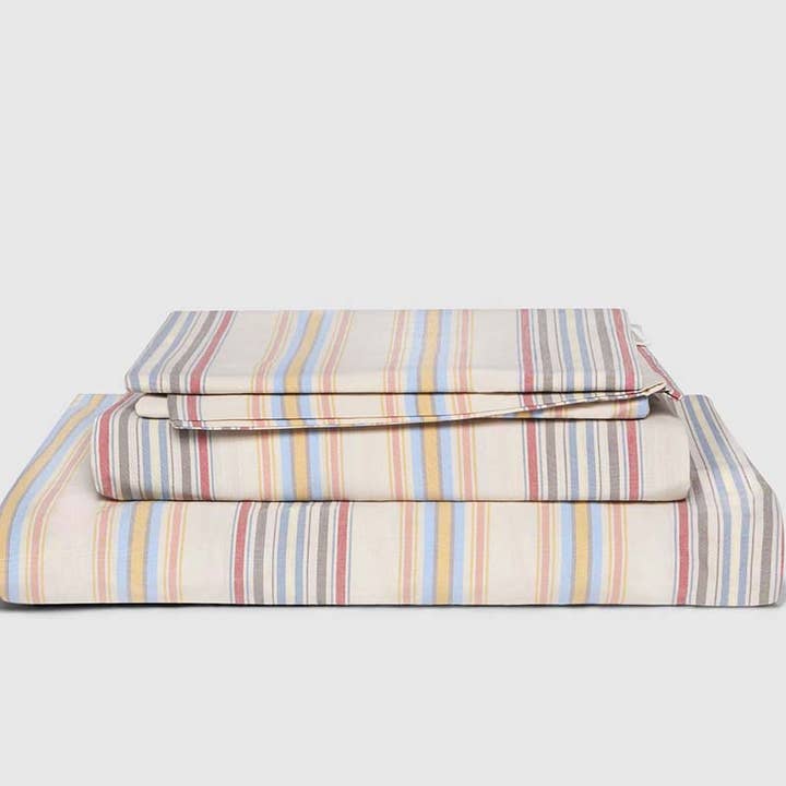 Organic Cotton Percale Sheet Set - Full, Candy Stripe for wholesale by Cornucopia