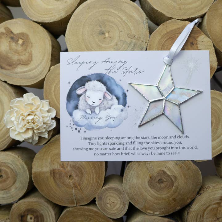 The Grandparent Gift Co. Inc. - Wholesale Ornament - Sleeping Star Infant Memorial Handmade Glass Star 77222