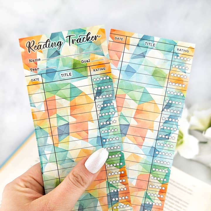 Reading Tracker Bookmark - Reading Log Bookmark - Geometric for wholesale by Aphrodite Bookclub