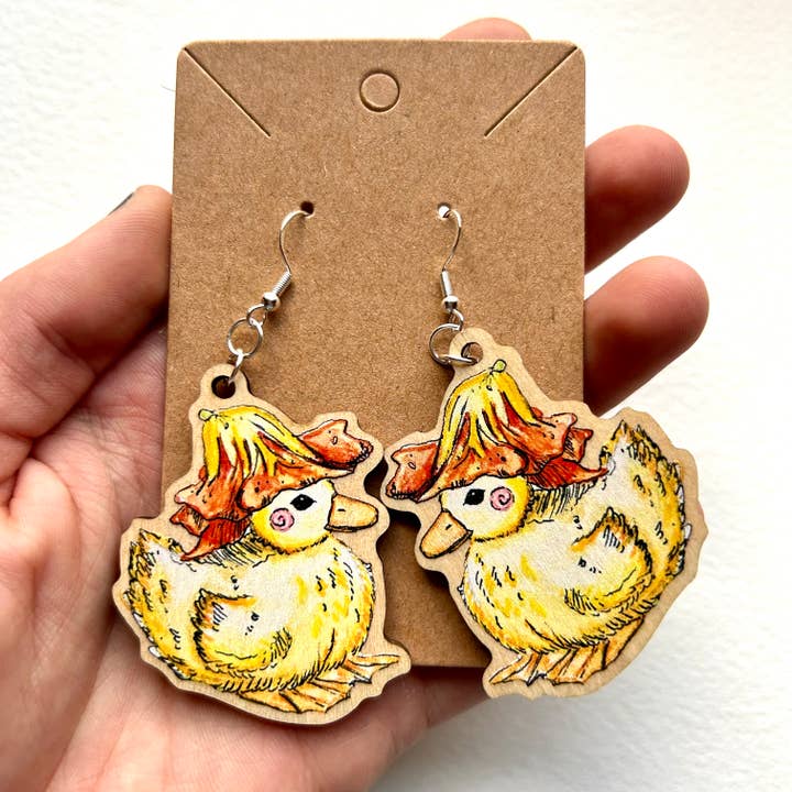 Duckling Flower Hat Earrings for wholesale by Aquabun