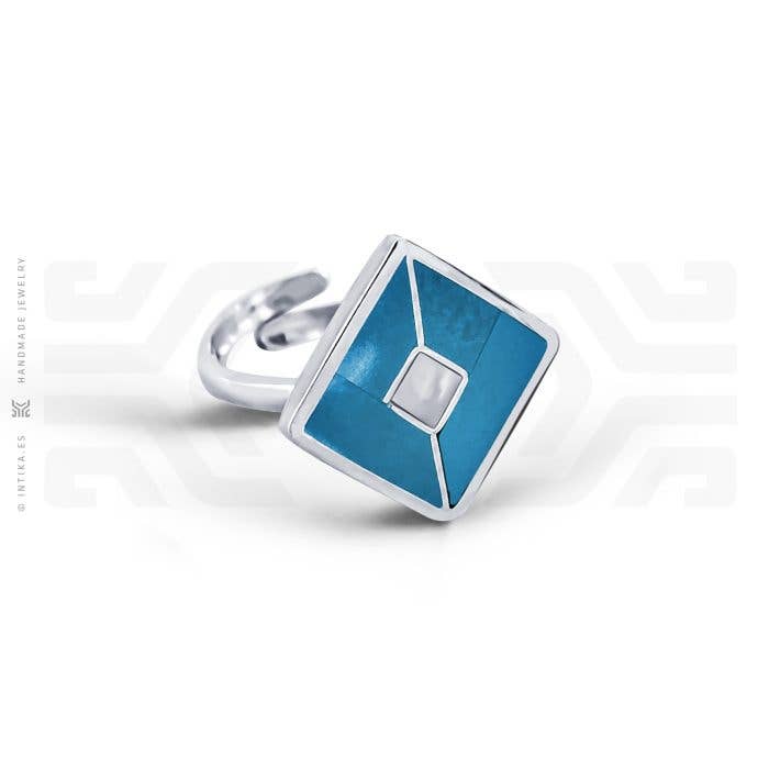 Bague Nazar Diamant Turquoise Rhodié for wholesale by ÍNTIKA Jewelry