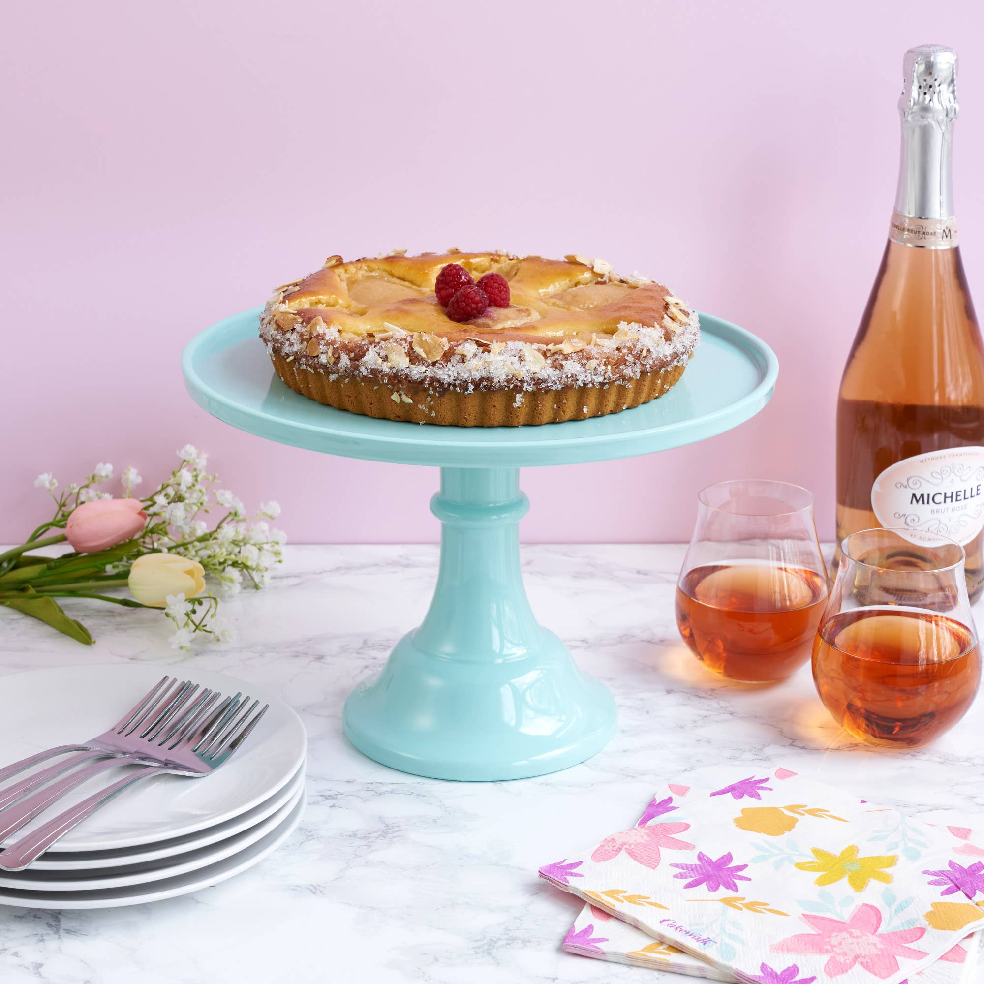 Twine - Vente Présentoirs à gâteaux - Présentoir à gâteau pliable en mélamine de 11,5 pouces en menthe2