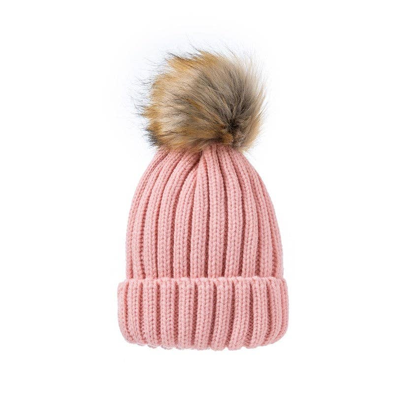 Sheer Trend - Wholesale Beanie - Women's - Solid Color Casual Fur Ball Warm Knit Hat Beanies7