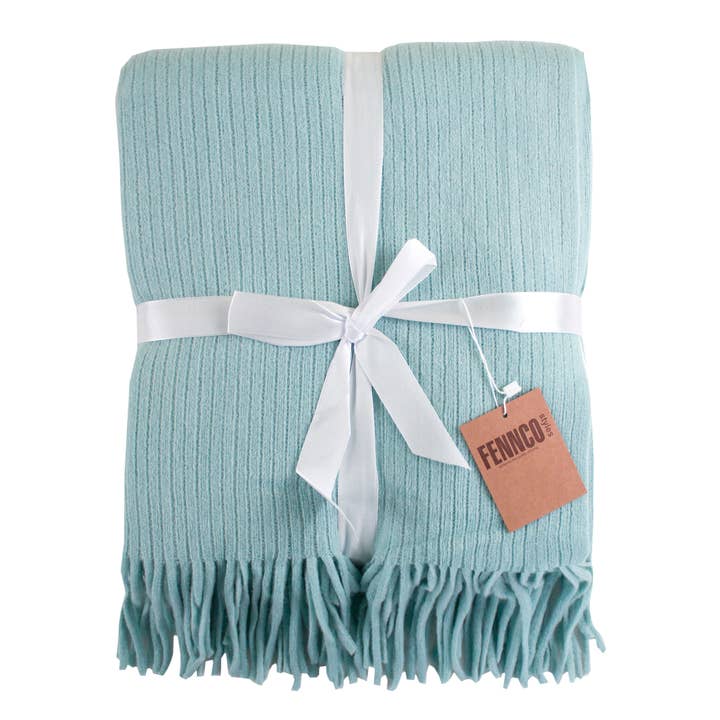 Fennco Styles - Wholesale Throw blanket - Faux Cashmere Soft 50"x60" Throw Blanket - Aqua5