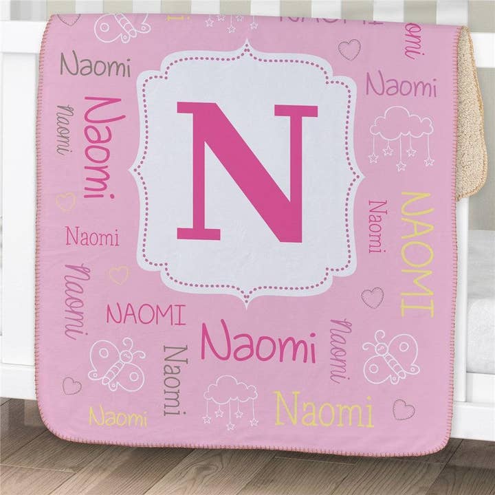Personalized Baby Name Baby Sherpa Blanket for wholesale by Sunny Jar Personalized
