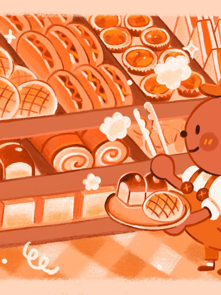 Beary Bready Bakery Medium Art Print for wholesale by beanpolice