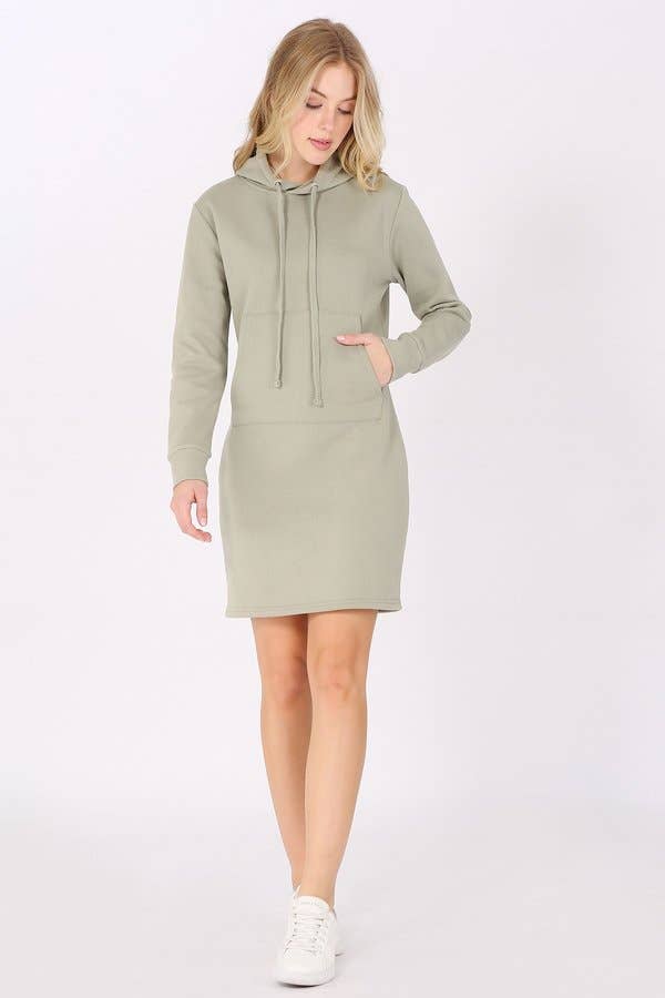 Color 5 - Vente Robe – femme - Robe-sweat à capuche à manches longues et doublure polaire uni13