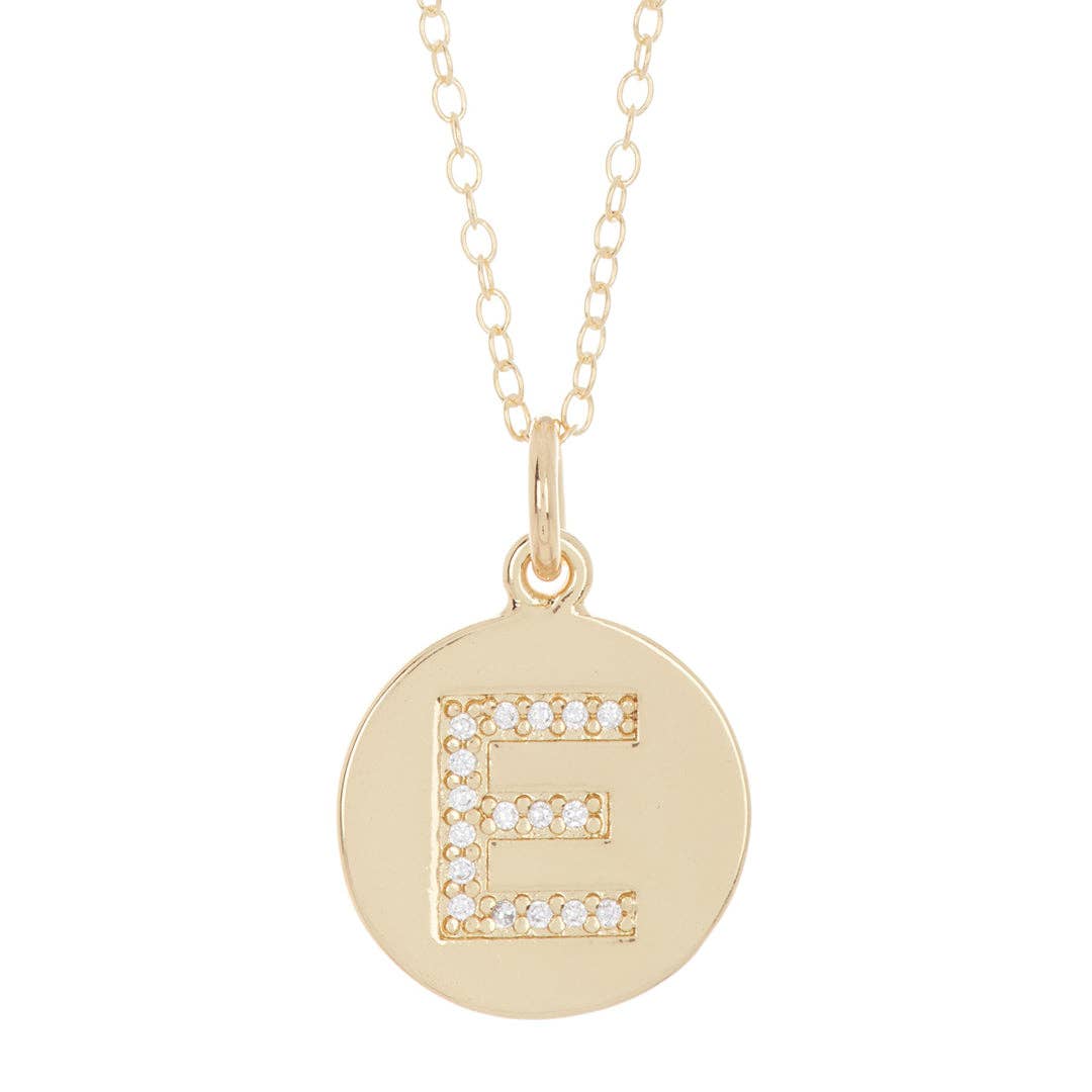Adornia - Wholesale Halskettinghanger - Initial Pave Disc Ketting zilver goud6