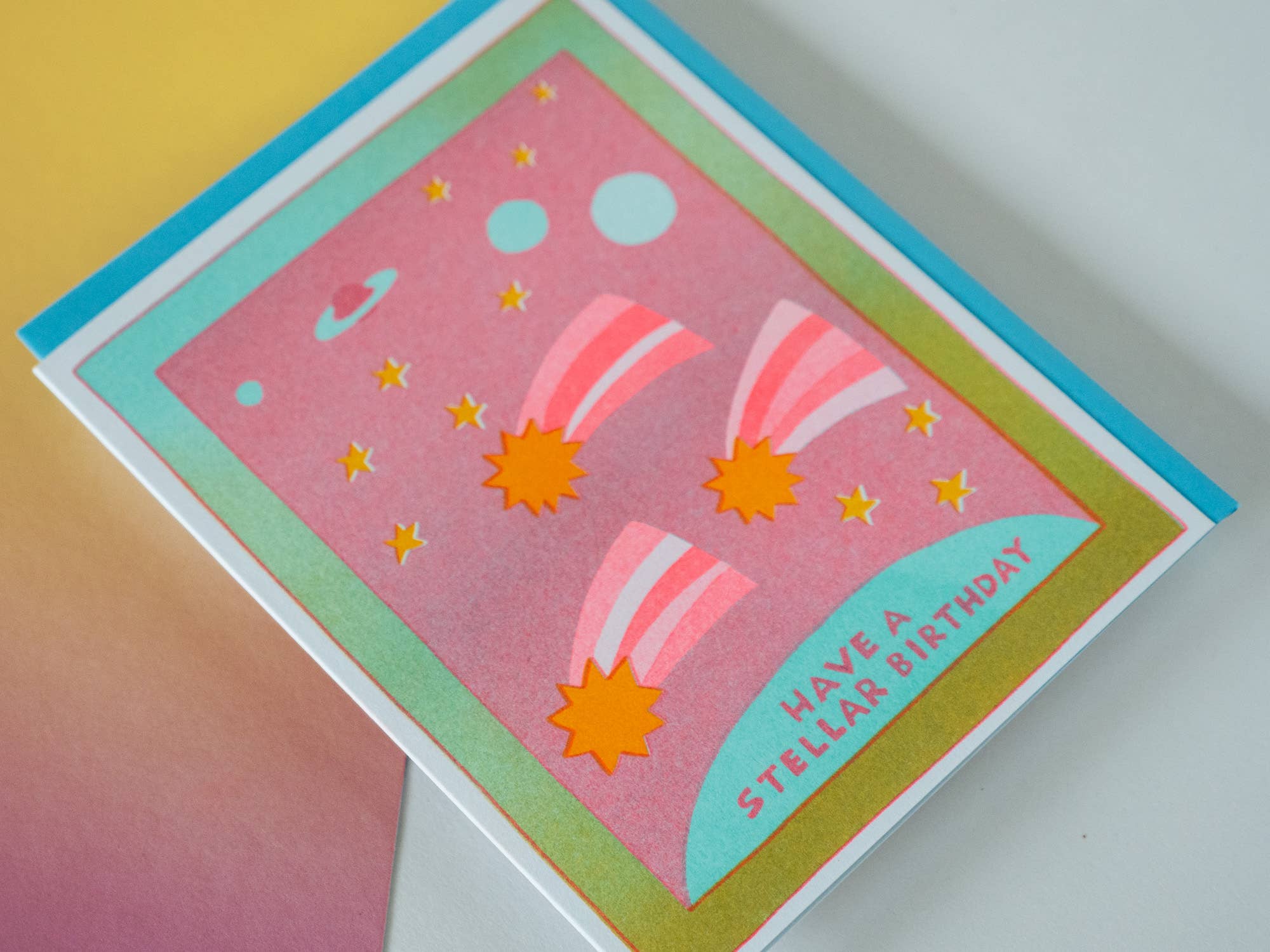Katie Blanchard Art + Works - Wholesale Birthday Card - Have a Stellar Birthday - Risograph Greeting Card 1