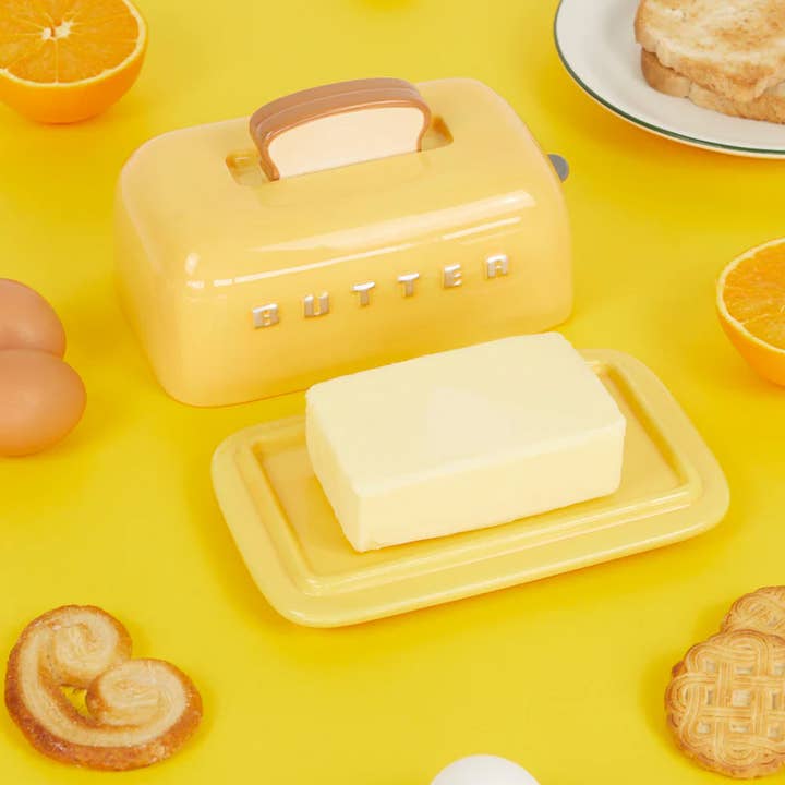 Balvi Butter Dish | Toasty Ceramic Butter Dish Mustard for wholesale by Oli Olsen