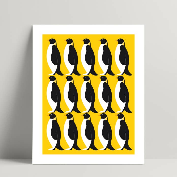 Grafisk Pingvinplakat for engroshandel hos Belle Belette