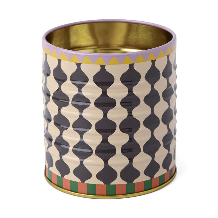 Designworks Collective – wholesale Food storage container – Designworks Ink A Dopo Black White Wavy Storage Tin0