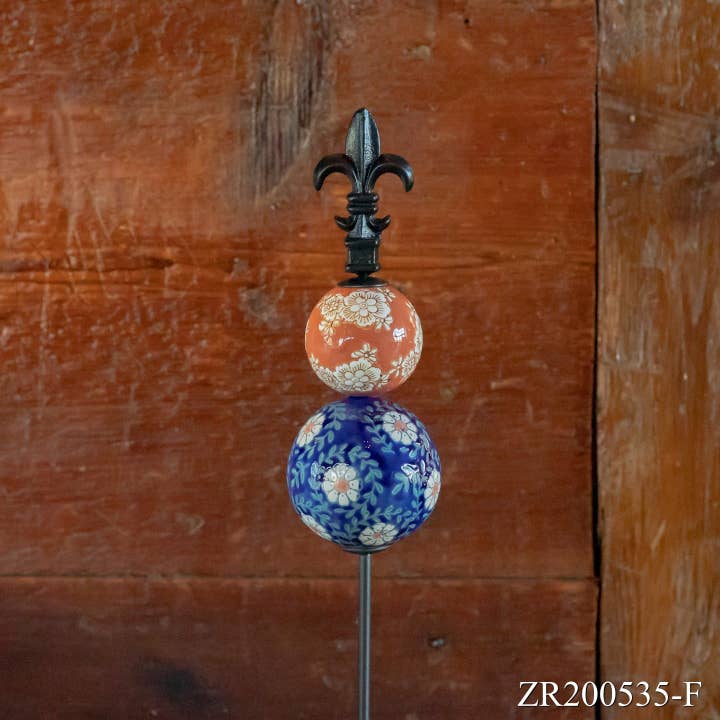 Zaer Ltd. International - Wholesale Garden/Lawn Stake - Tall Garden Stake with Ceramic Sailor Ball and Finial