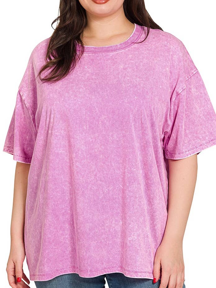 Plus Washed Short Sleeve Top for wholesale by Vanilla Monkey