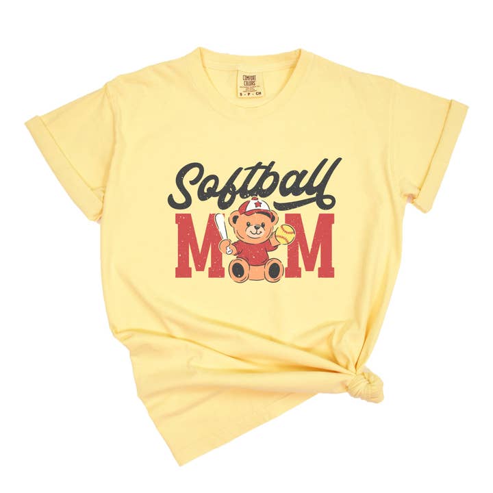 T-shirt teint en vêtement avec ours en peluche pour maman de softball pour la vente par Olive And Ivory Wholesale