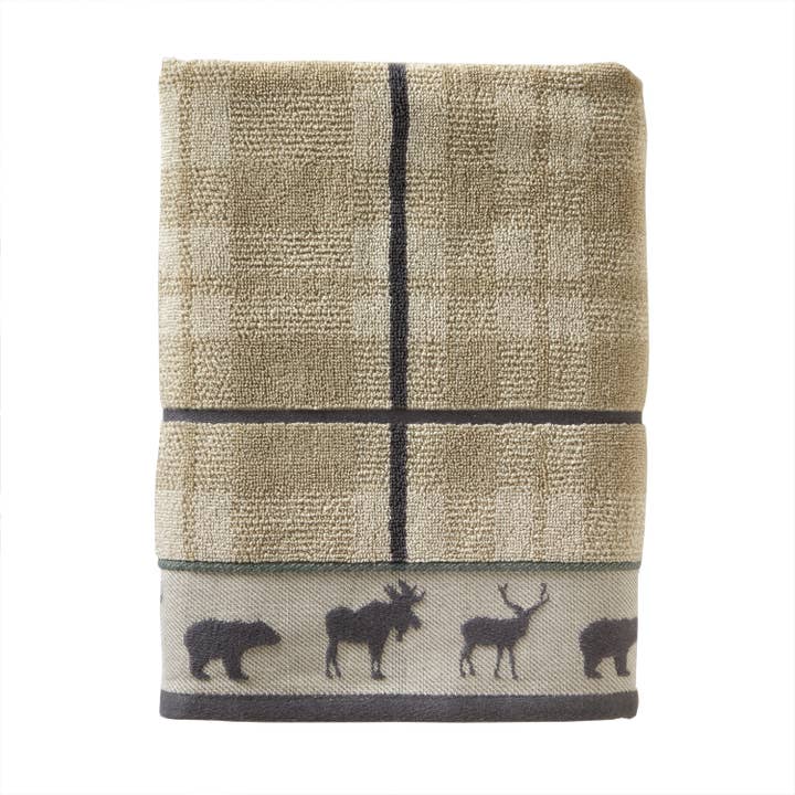 Grand Teton Lodge Jacquard Bath Towel-Tan/Green for wholesale by SKL HOME