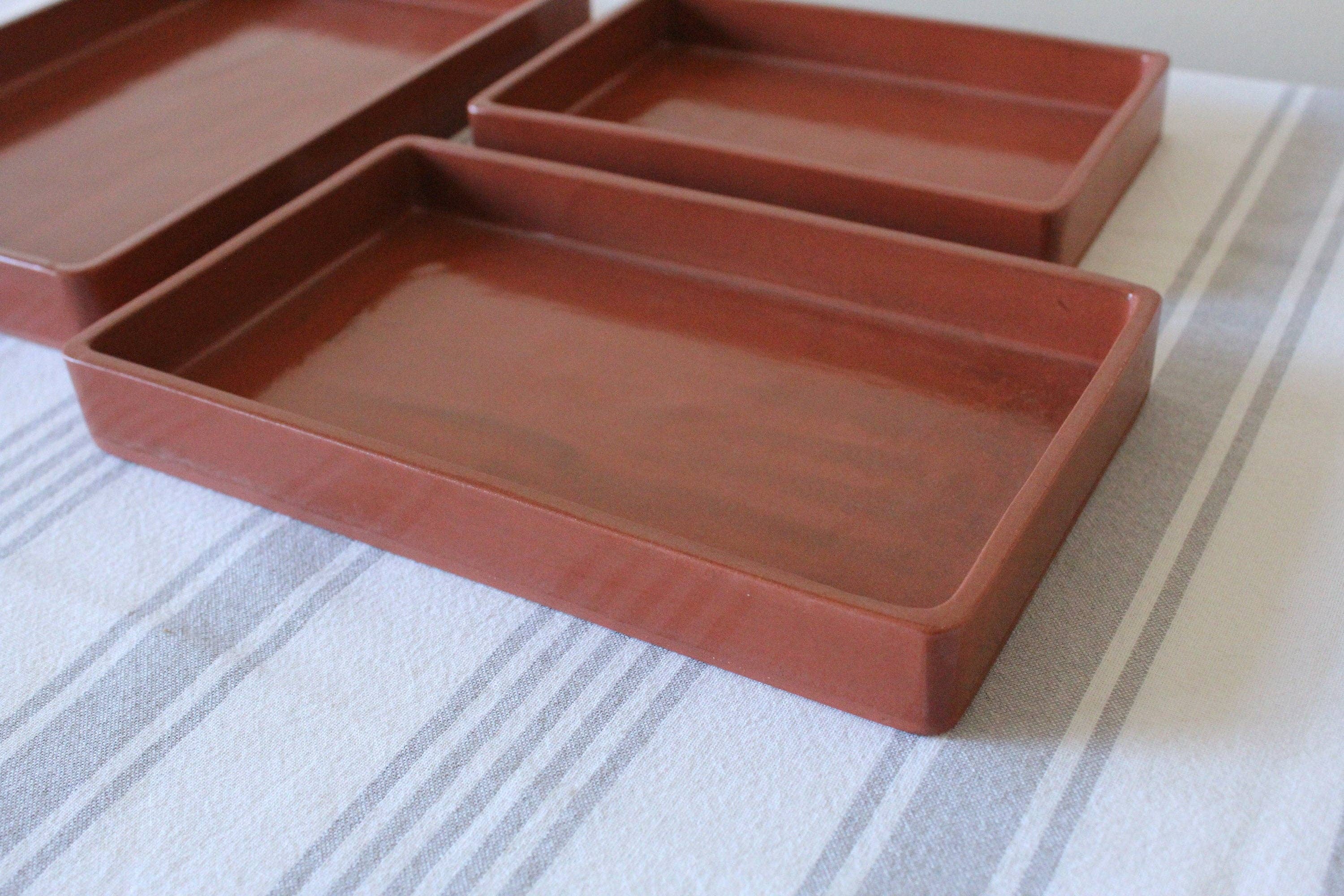 Studio Patenaude - Wholesale Decorative Tray - Rectangle Ceramic Nesting Trays | Terracotta2