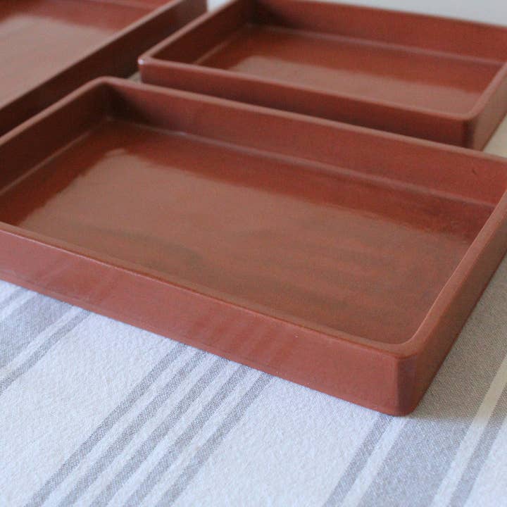 Studio Patenaude - Wholesale Decorative Tray - Rectangle Ceramic Nesting Trays | Terracotta2