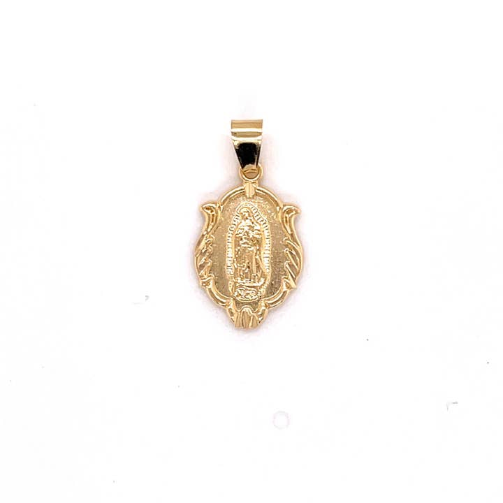 The Bead Bazaar - Wholesale Individual Charm/Pendant - 18K Gold Filled Guadalupe Religious Medal Pendant For Necklace, Virgen De Guadalupe, Our Lady of Guadalupe Religious Charm, Catholic Charms
