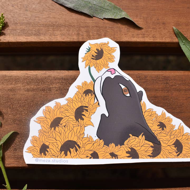 Cat Sunflower Sticker / Stationary / Waterbottle / Journal for wholesale by Meza Studios LLC