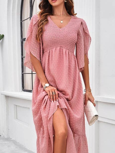 Swiss dot ruffled dress for wholesale by Miss Sparkling