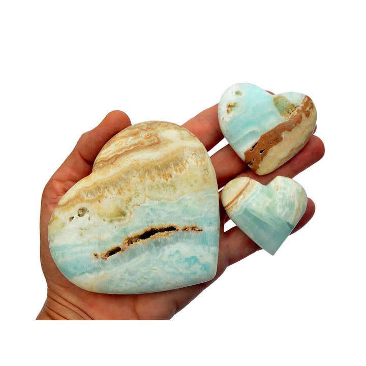 Caribbean Calcite Heart Crystal (50mm - 90mm) for wholesale by Kaia & Crystals