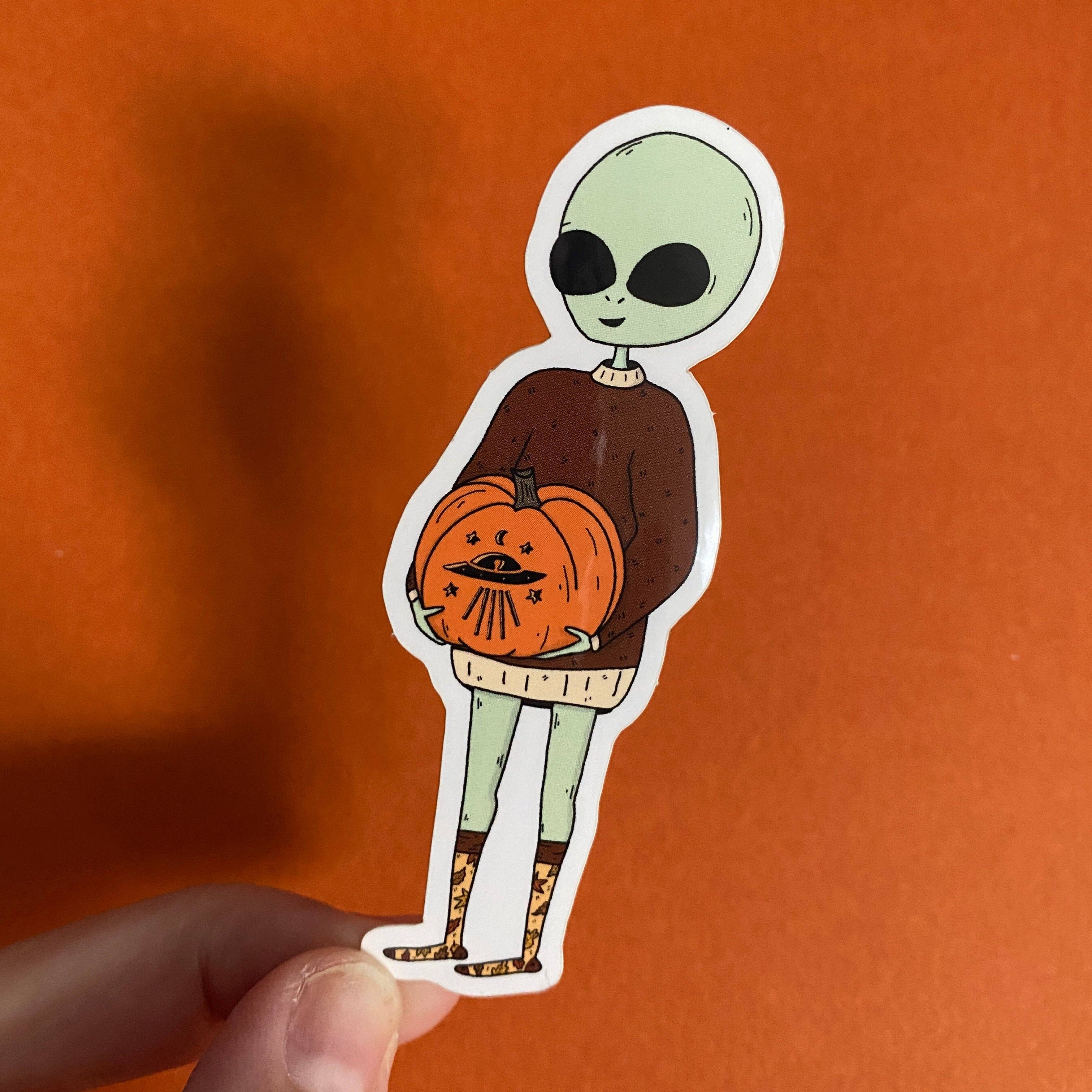 Little Spooky Studio - Wholesale Sticker - UFO Alien Pumpkin Sticker1