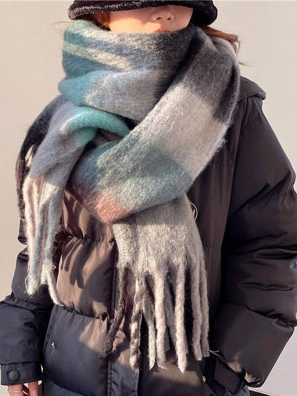 StyleGalX - Wholesale Scarf - Women's - Fashion Keep Warm Tasseled Checkered Shawl&Scarf15