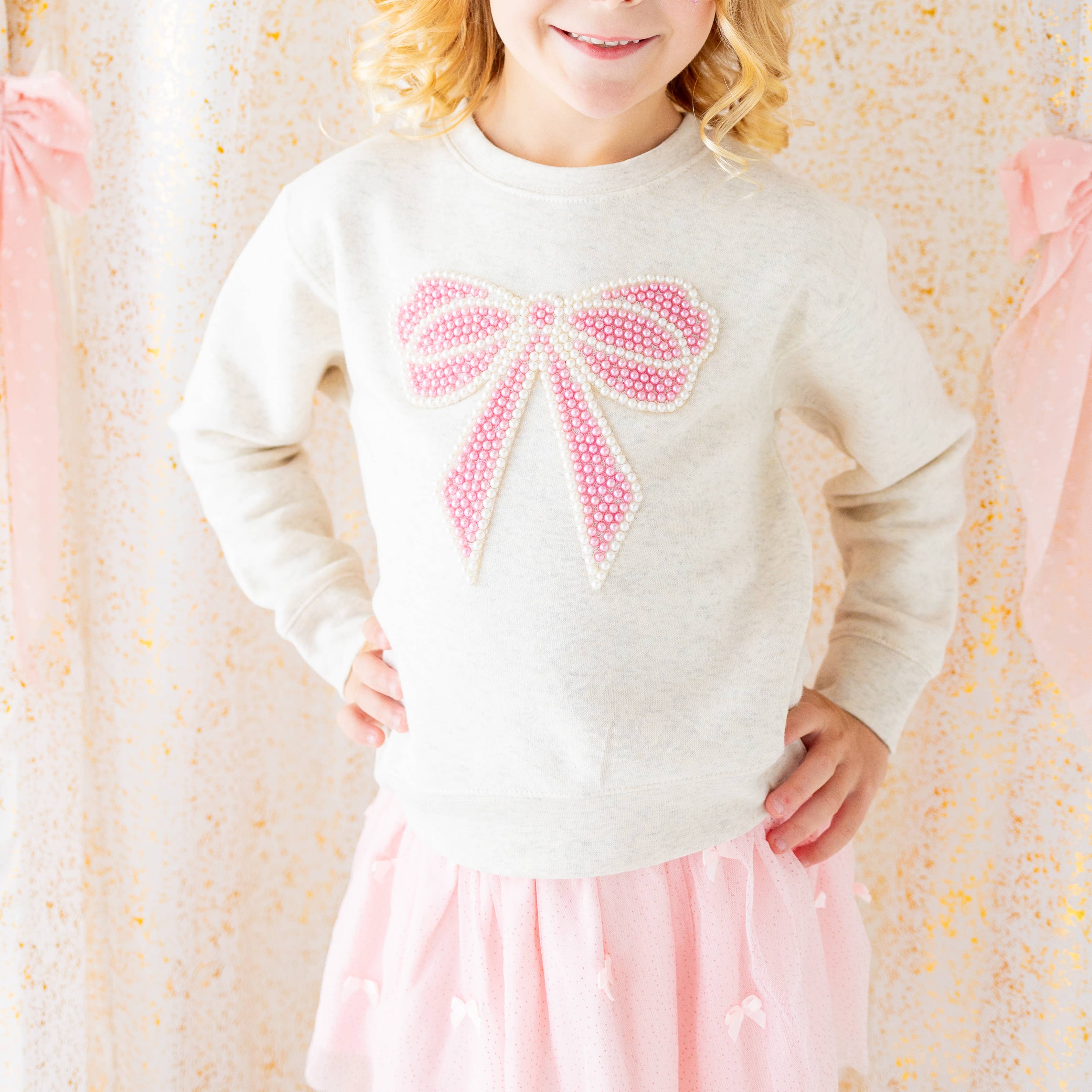 Sweet Wink - Wholesale Sweatshirt - Kids - Pearl Bow Patch Sweatshirt - Kids Boutique Clothing2