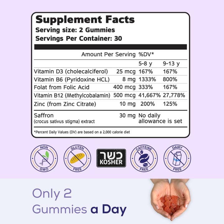 UTN LLC - Wholesale Oral Supplement/Vitamin - Brain Booster+ 30mg Saffron-Based Multivitamin Gummies 60x N