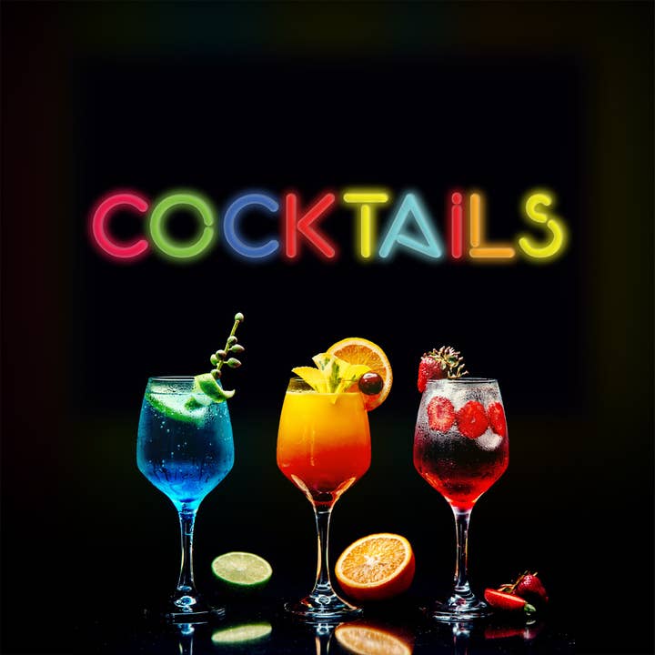 Insegna al neon LED Cocktail 10 con telecomando per la vendita all'ingrosso da parte di Mad About Neon