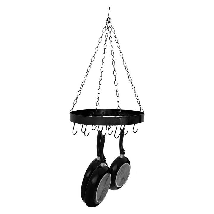 Interiors by Premier – wholesale Kitchen storage/organiser – Matt Black Round Ceiling Rack1
