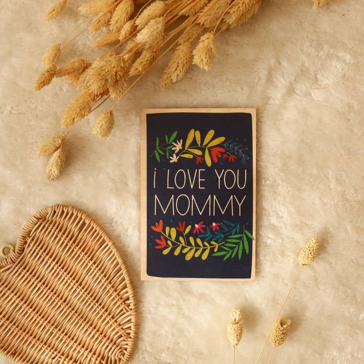 Träkort Jag älskar dig Mamma, Blommor för wholesale av milin