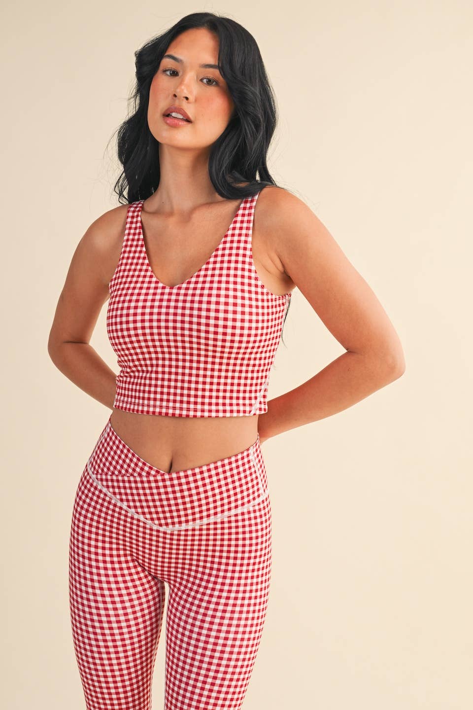 KIMBERLY C - Wholesale Sports Bra - Women's - Gingham Print Aligned Performance Cropped Tank Top8