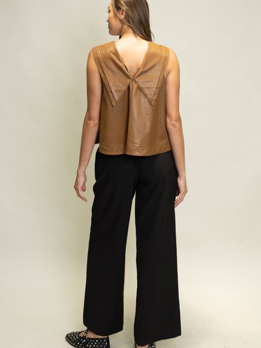 Heyson - Wholesale Blouse - Women's - SOT1241 Faux Leather Sailor Collar Top23