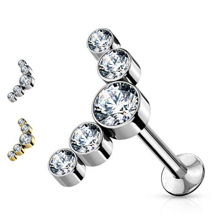 Cartilage Studs - 5 Crystals - PC-078 for wholesale by Awaken